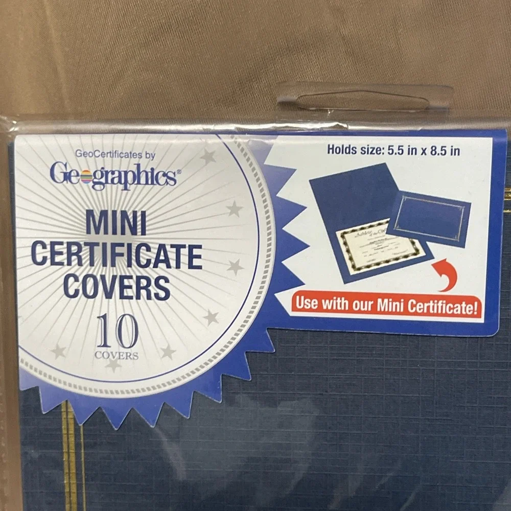 Geographics® Linen Mini Certificate Award Covers Navy 14 NEW 48761